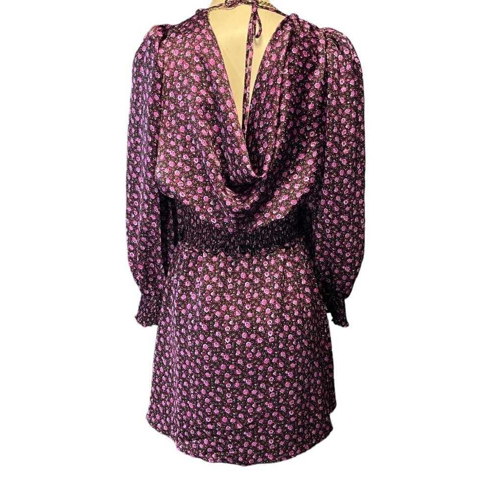 Leyden Women's Floral Mini Smocked Cocktail Dress in Purple Size S - Picture 3 of 10